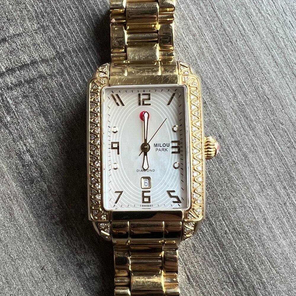 Authentic Michele Milou Park Quartz Diamond Watch